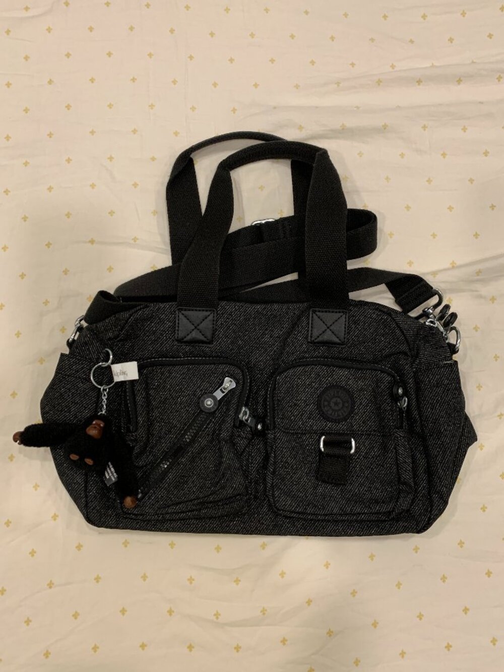 Women Kipling black sparkling Defea bag